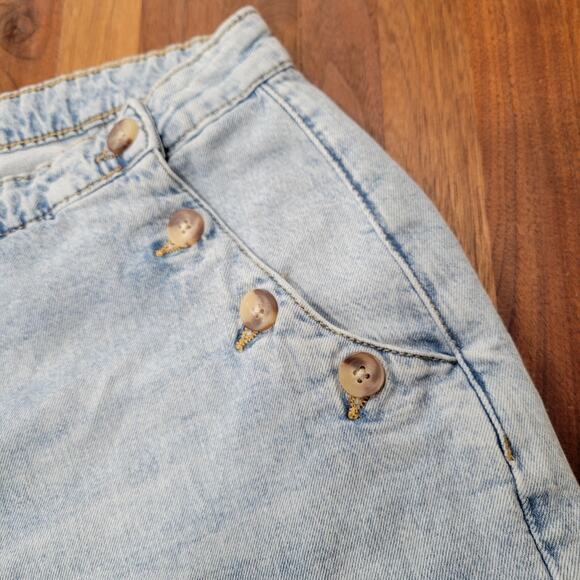 On 34 Sailor Jeans Sailor Buttons At Sides High Rise Wide Leg Size 16/33 - Picture 4 of 12